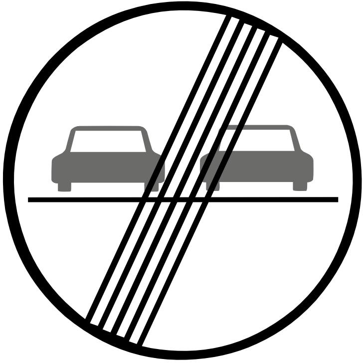 Dopravn znaka Konec zkazu pedjdn B 21b. Dopravn znaka Konec zkazu pedjdn ukonuje platnost znaky Zkaz pedjdn (B 21a).