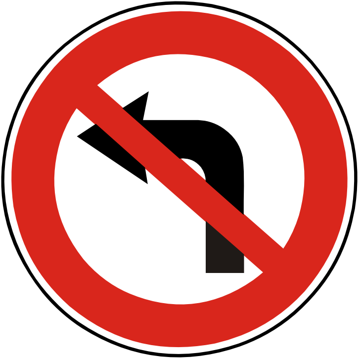 Dopravn znaka Zkaz odboovn vlevo B 24b. Zkazov dopravn znaka Zkaz odboovn vlevo.