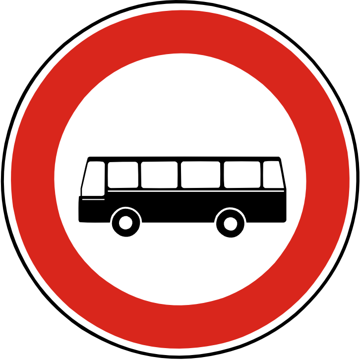 Dopravn znaka Zkaz vjezdu autobus B 5. Zkazov dopravn znaka Zkaz vjezdu autobus.