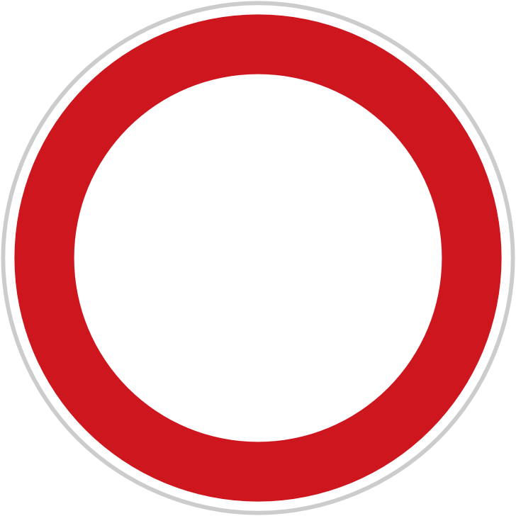 Dopravn znaka Zkaz vjezdu vech vozidel v obou smrech B 1. Zkazov dopravn znaka Zkaz vjezdu vech vozidel (v obou smrech).