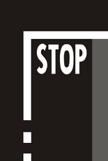 Příčná čára souvislá nápisem STOP