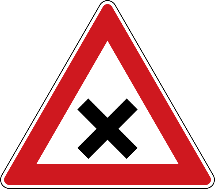 Dopravní značka Křižovatka A 3. Výstražná značka Křižovatka upozorňuje na křižovatku, kde není přednost v jízdě upravena svislými dopravními značkami.