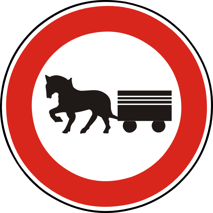 Dopravn znaka Zkaz vjezdu potahovch vozidel B 9. Zkazov dopravn znaka Zkaz vjezdu potahovch vozidel.