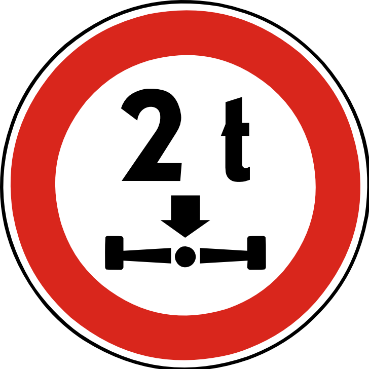 Dopravn znaka Zkaz vjezdu vozidel pesahujc hmotnost na npravu B 14. Zkazov znaka Zkaz vjezdu vozidel, jejich okamit hmotnost pipadajc na npravu pesahuje vyznaenou mez.