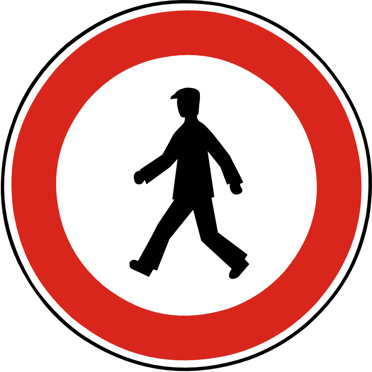 Dopravn znaka Zkaz vstupu chodc B 30. Zkazov dopravn znaka Zkaz vstupu chodc.